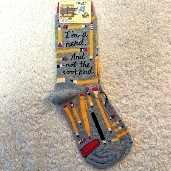 Blue Q Accessories - Blue Q "I'm A Nerd and Not the Coolest Kind Far" Women's Crew Socks